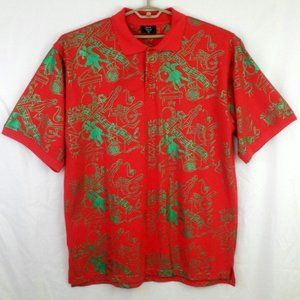 Dream USA Short Sleeve Polo Shirt Red w Green Musician Graphics